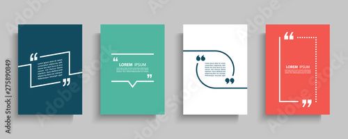 Quote frames blank templates set. Text in brackets, citation empty speech bubbles, quote bubbles. Textbox isolated on color background. Vector illustration.