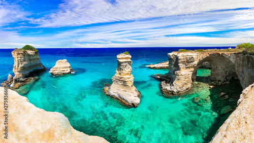 Best beaches and sea of Italy . Puglia - Torre di sant Andrea, natural rock formations