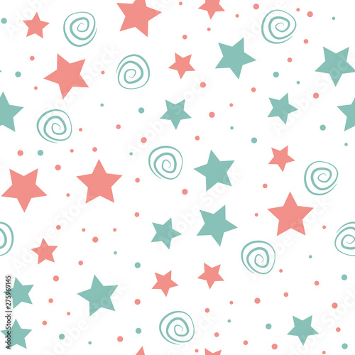 Sky full of stars kids seamless pattern design