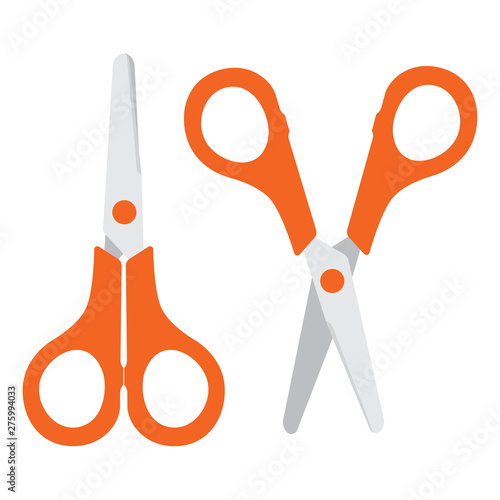 Set of closed and open scissors isolated on white