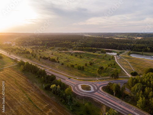 Aerial shot of roundabout. 