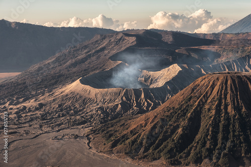 Mount volcano an active with smoke, Kawah Bromo, Gunung Batok at sunrise