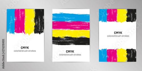 CMYK brush cover design background set A4 format.