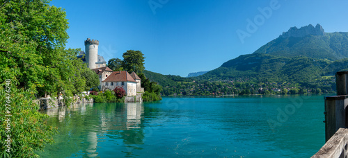 medieval castle on Annecy lake in Alpes mountains, France