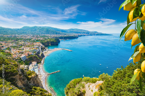 Cliff coastline of Sorrento and Gulf of Naples, Italy