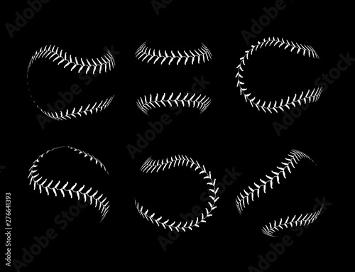 Baseball lace ball illustration isolated symbol set. Vector baseball background sport design