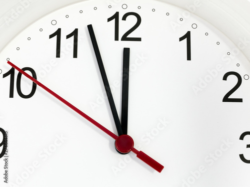 Closeup clock ticking showing twelve hours