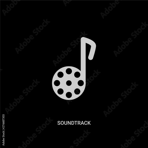 white soundtrack vector icon on black background. modern flat soundtrack from cinema concept vector sign symbol can be use for web, mobile and logo.