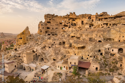 Cavusin fortress and church Vaftizci Yahya, Saint John the Baptist in Cappadocia, Turkey