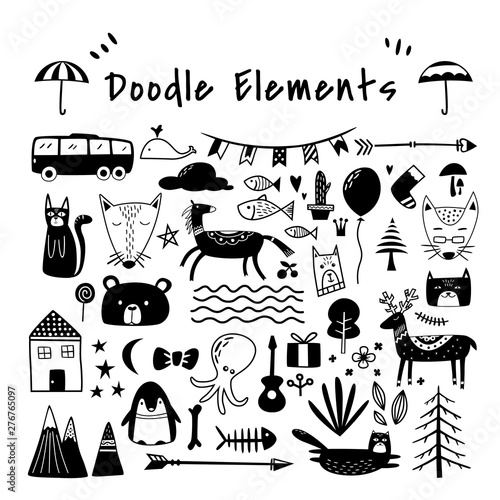 Beautiful doodle dingbat Elements Set