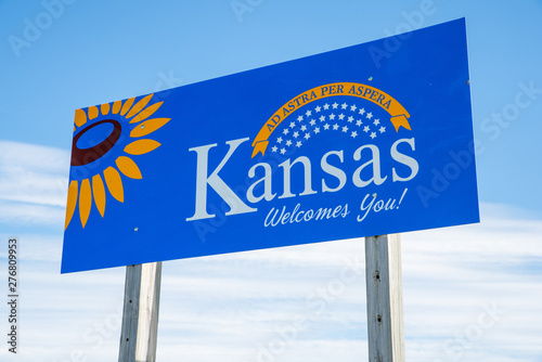 Welcome to Kansas highway sign