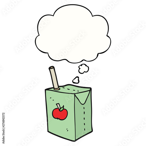 cartoon apple juice box and thought bubble