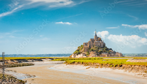 Mont Saint Michel tidal island in summer, Normandy, northern France