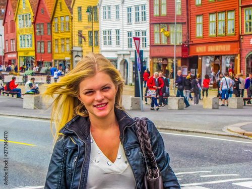 Beautiful girl in Bergen, Norway