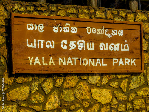 YALA, SRI LANKA - JANUARY 2, 2016: Entrance sign of the Yala National Park.