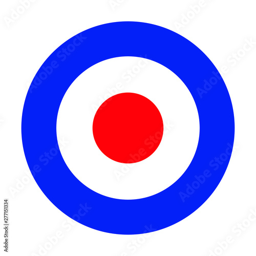 Mod target RAF roundel. Royal Air Force badge symbol. UK military seal. Non combat aircraft roundel.