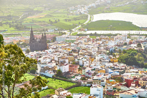 City of Arucas with great chathedral "San Juan Bautista" on Gran Canaria island