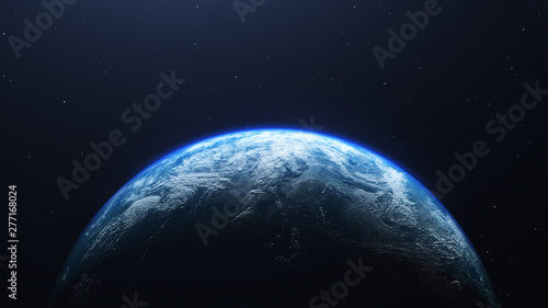 Earth planet viewed from space , 3d render of planet Earth, elements of this image provided by NASA