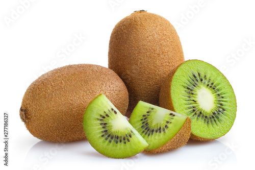 Delicious ripe kiwi fruits, isolated on white background