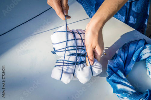 Process dye indigo fabric color.