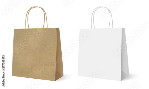 Gift Paper Bags Set Isolated White background