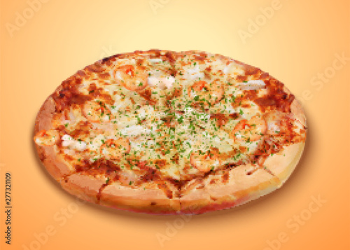 Delicious seafood pizza