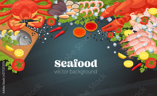 Fish restaurant seafood dishes food cooked a gourmet dinner background.