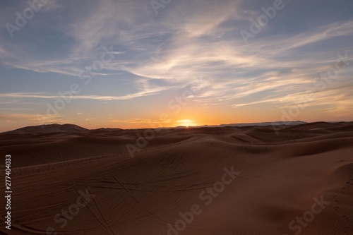 Sunset at Sahara Desert Morocco Africa