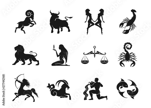 zodiac signs horoscope icons set. isolated astrological images