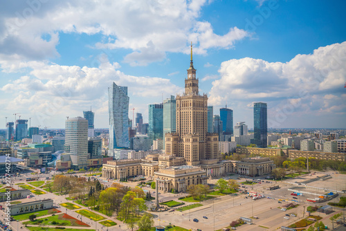 Zdjęcie lotnicze z panoramę Warszawy