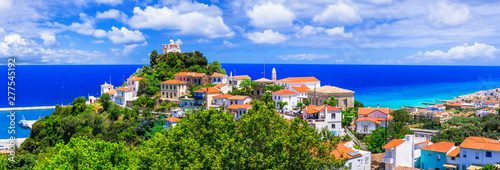 Samos island, Scenic view of Karlovasi coastal town
