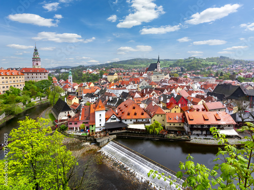 Cesky Krumlov cityscape with Castle and old town, Czech Republic