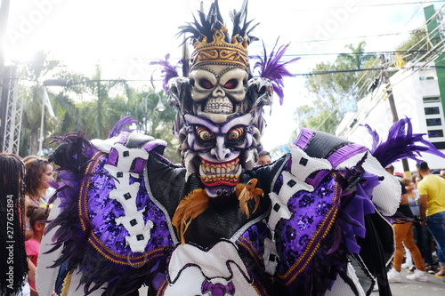 2018.02.17 the carnival in the Dominican Republic, La vega city, Man in the suit of the monster of the dark forces is walking on the parade and carnival