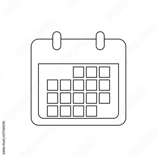 Icono plano lineal calendario en color negro