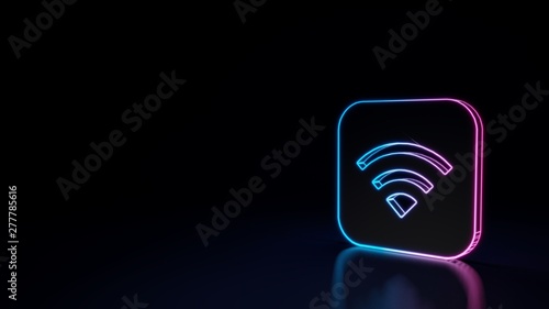 3d glowing neon symbol of icon of signal app isolated on black background
