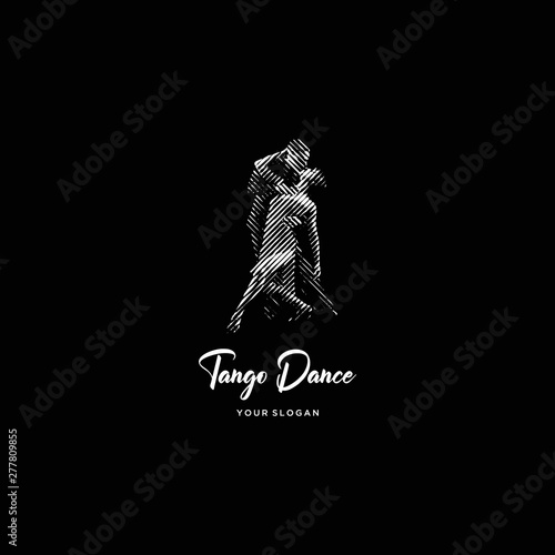tango dance with abstract line logo