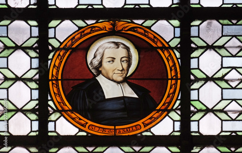 Saint Jean Baptiste de la Salle, stained glass window in the Saint Sulpice Church, Paris, France