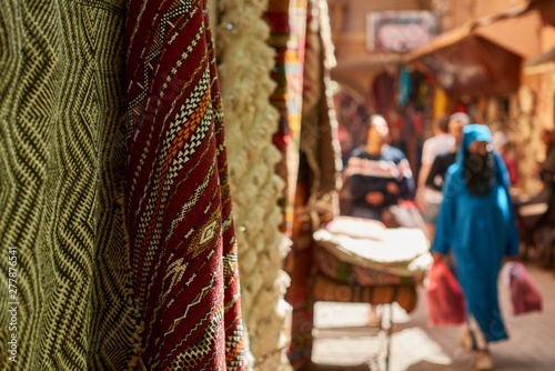 Souk, the street bazaar stall in the Medina, Marrakesh, Morrocco.