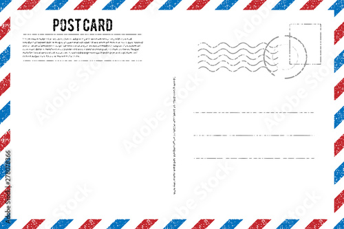 Blank vintage post card template with stamp.vector illustration