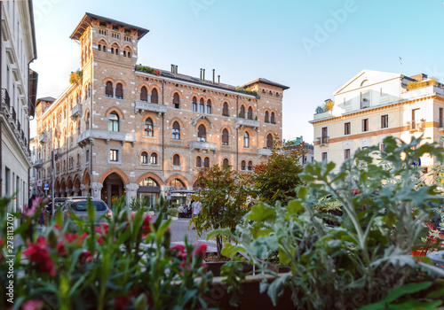 Square in Treviso in the evening.