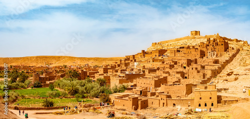 Amazing view of Kasbah Ait Ben Haddou near Ouarzazate in the Atlas Mountains of Morocco. UNESCO World Heritage Site