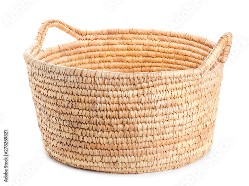 Wicker basket on white background