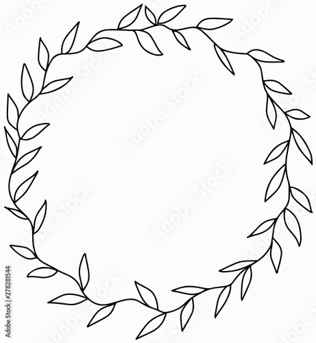 Round frame in the form of a branch with leaves.