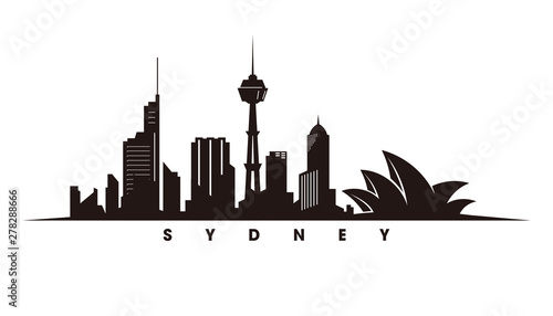 Sydney skyline and landmarks silhouette vector