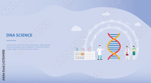 genetic engineering on the laboratory with team people doctor and scientist for website template or landing homepage with modern flat style - vector
