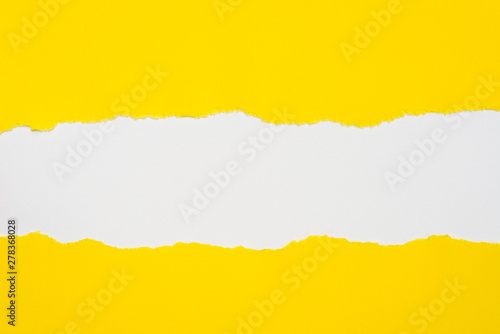 pieces of yellow paper on white background with copy space