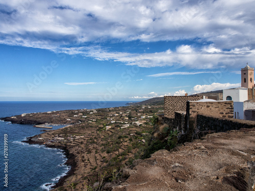 sky, sea and coastal landscape of the island of Pantelleria, Italy