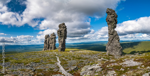 Manpupuner rock formations of 7 rocks at the summer time