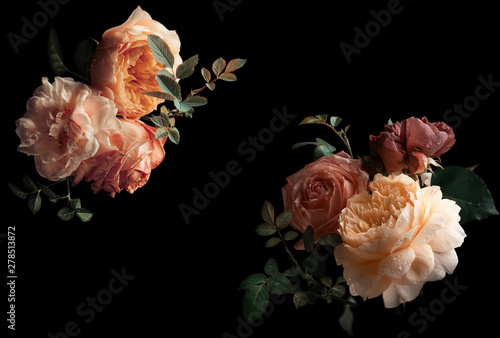 Beautiful bunch of colorful roses flowers