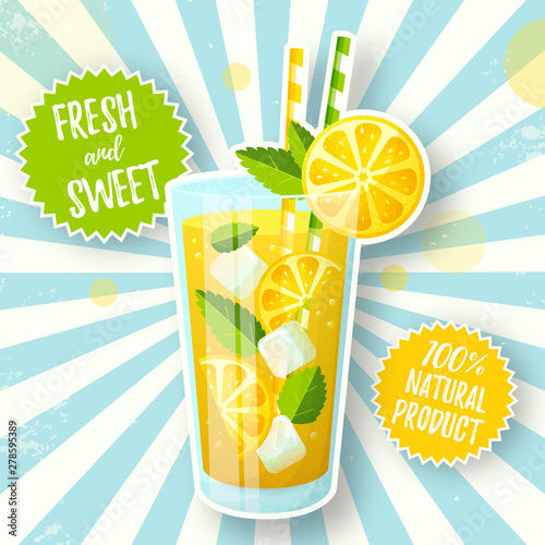 Banner with lemonade in retro style